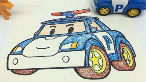 ty玩具亲子游戏 变形警车珀利趣味涂色画